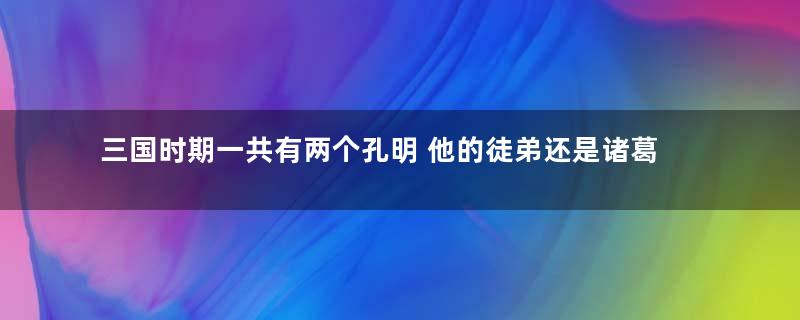 三国时期一共有两个孔明 他的徒弟还是诸葛亮的一生之敌